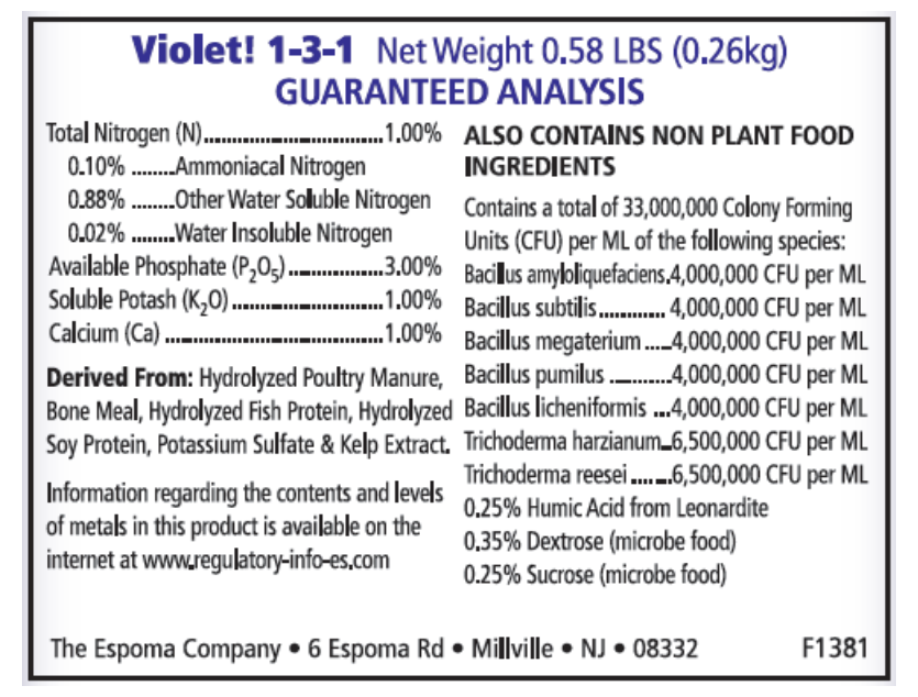 Espoma, Violet! Violet and Flower Food Organic 8oz