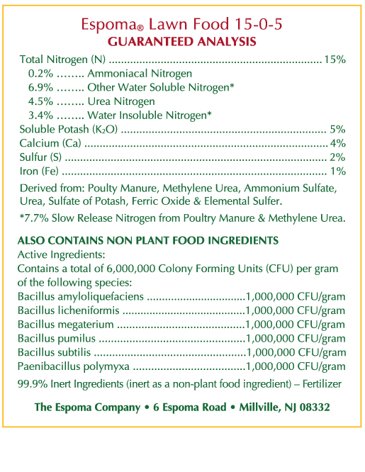 Espoma, Lawn Food (No Phos)
