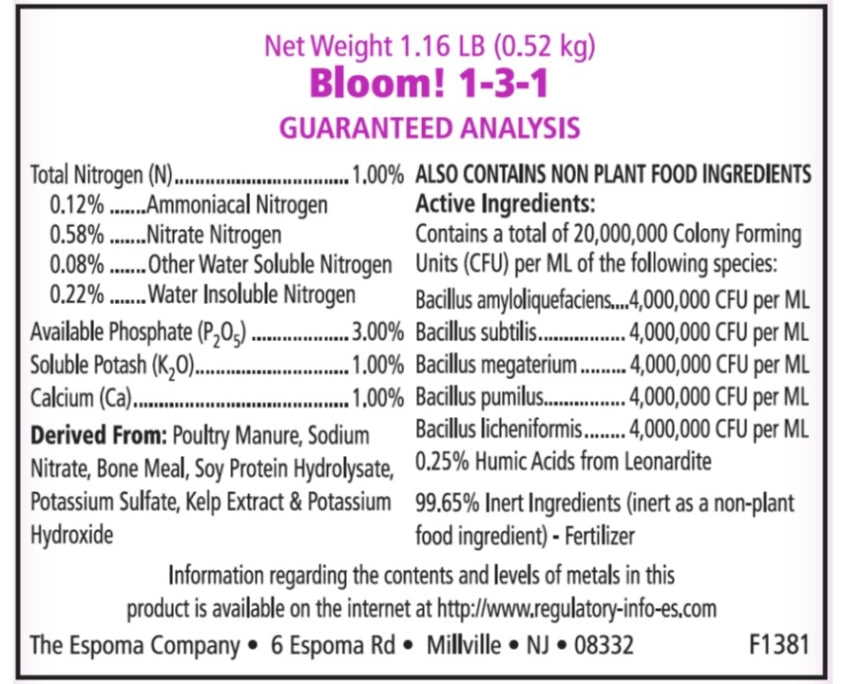 Espoma, Bloom! Liquid Plant Food 16oz