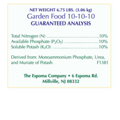 Espoma, Garden Food 10-10-10, 6.75lbs