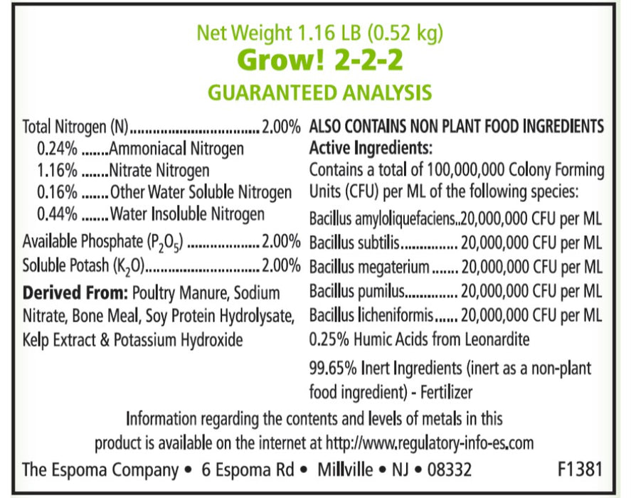 Espoma, Grow! Plant Food Organic 16oz