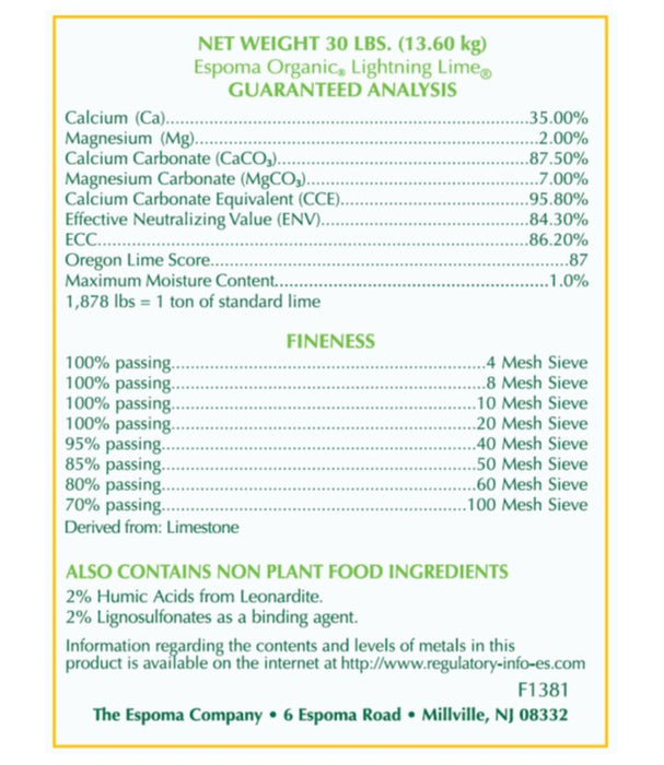 Espoma, Lightning Lime 30lbs