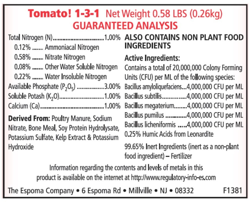 Espoma, Tomato! Tomato Food